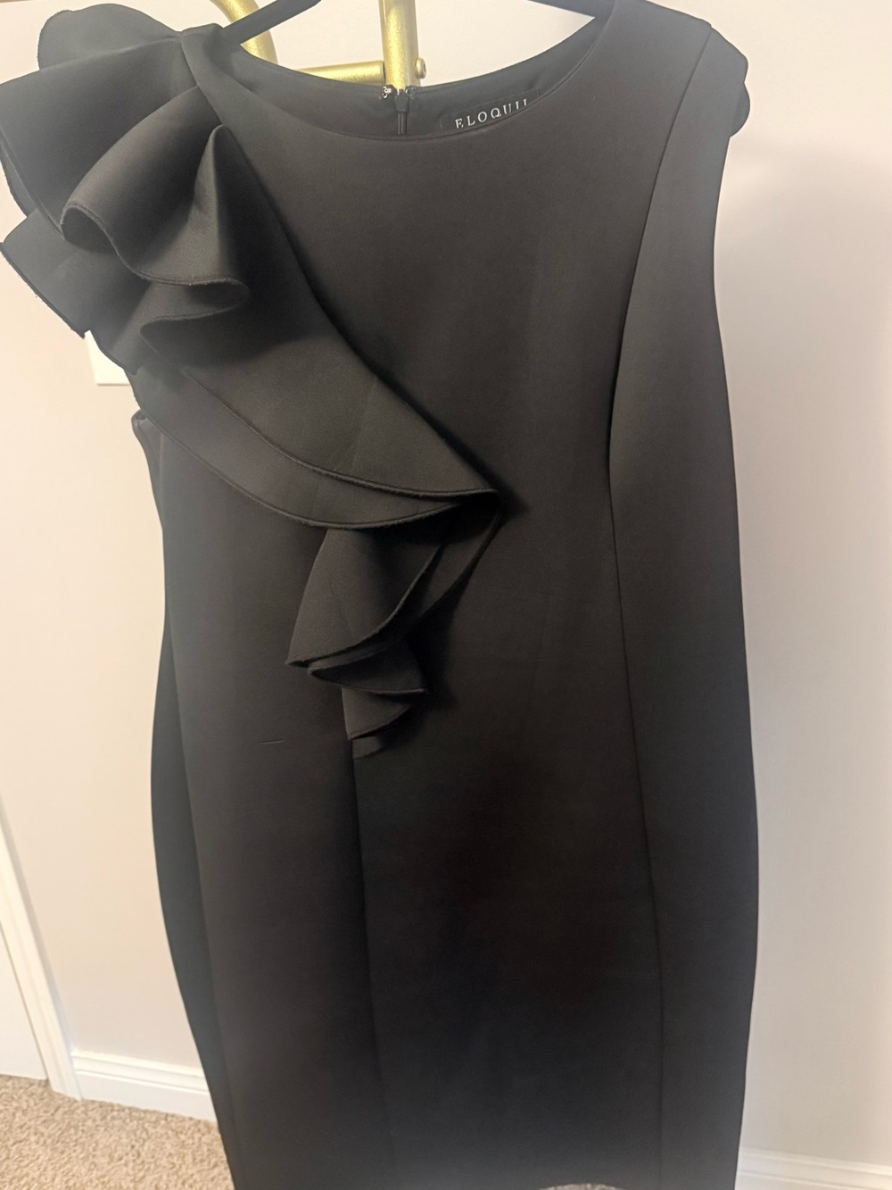Eloquii Black Sleeveless Ruffle Midi Sz 20 Dress